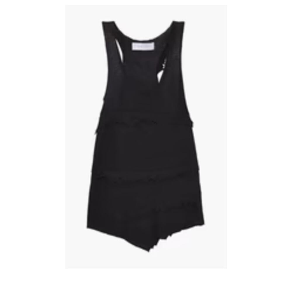 Iro Boham distressed slub linen jersey tank black L